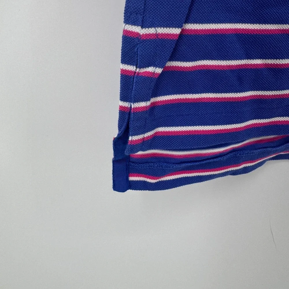 Polo Ralph Lauren Mens Large Pima Cotton Striped Polo Shirt Blue Pink White